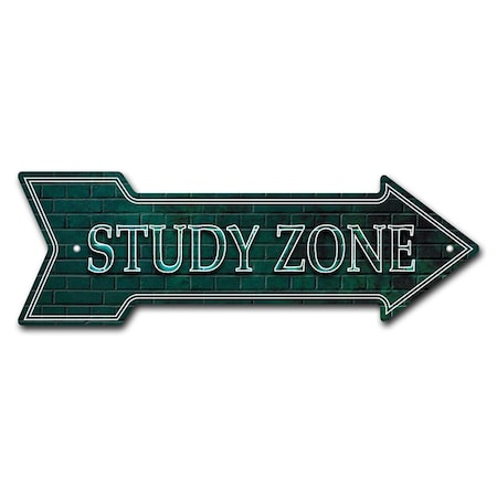 Study Zone Arrow Sign Funny Home Decor 30in Wide